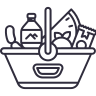 Shopping basket with product inside icon