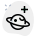 Saturn with star shining in the space icon