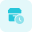 Shipping box delivery in queue with clock logotype icon