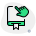 Hand finger cursor over a digital book isolated on a white background icon