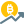 Rise of bitcoin value with up arrow icon