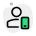 Classic user using web messenger on a smartphone icon