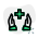 Health care professional with hands and plus logotype icon