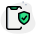 Secured with antivirus program on a cell phone icon