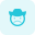 Frowning face expression of a cowboy with a hat icon