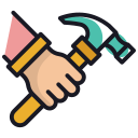 external Hammer-carpenter-filled-outline-design-circle-2 icon