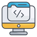 external Web-Coding-digital-service-filled-outline-design-circle icon
