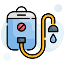 external bladder-camping-filled-outline-design-circle icon