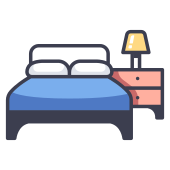 external bed-interior-design-filled-outline-house-maxicons icon