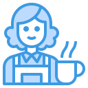 external barista-female-occupation-avatar-itim2101-blue-itim2101 icon