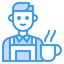 external barista-male-occupation-avatar-itim2101-blue-itim2101 icon