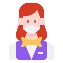 external bartender-woman-avatar-with-medical-mask-linector-flat-linector icon