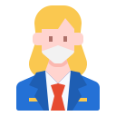 external business-woman-woman-avatar-with-medical-mask-linector-flat-linector icon