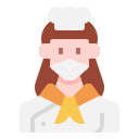 external chef-woman-avatar-with-medical-mask-linector-flat-linector icon