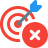 external arrow-not-on-its-aim-concept-of-wrong-direction-and-failure-business-color-tal-revivo icon